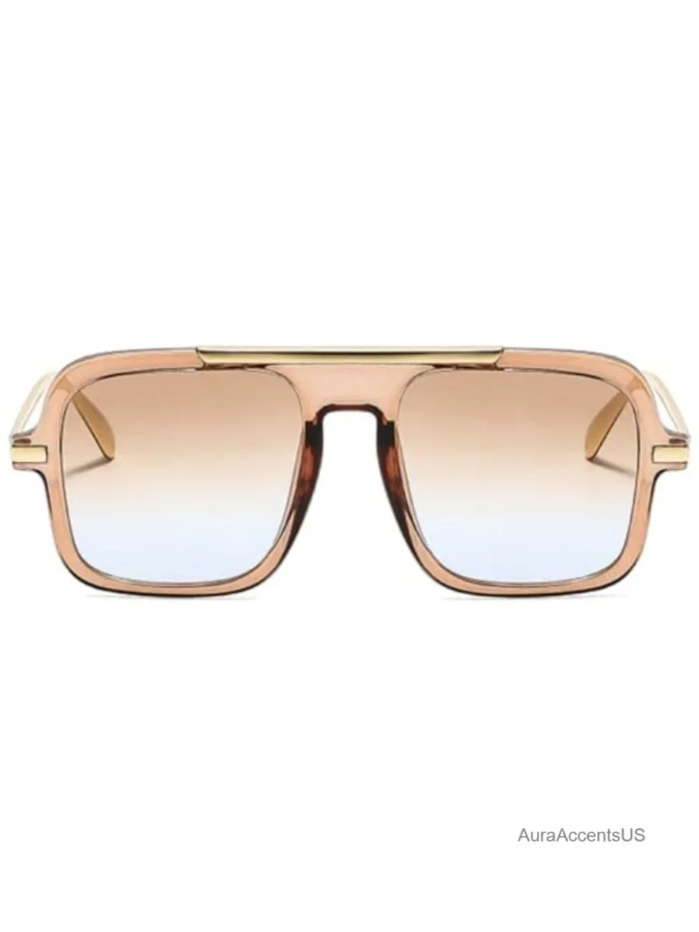 Retro Square Pilot Sunglasses Unisex UV400 Metal Temples Full Frame